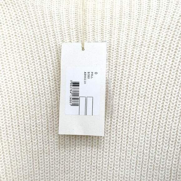 Acote Ecru Ivory Button Shoulder Alpaca Crewneck Pullover Sweater Sz 0 NWT $198 - Picture 8 of 9